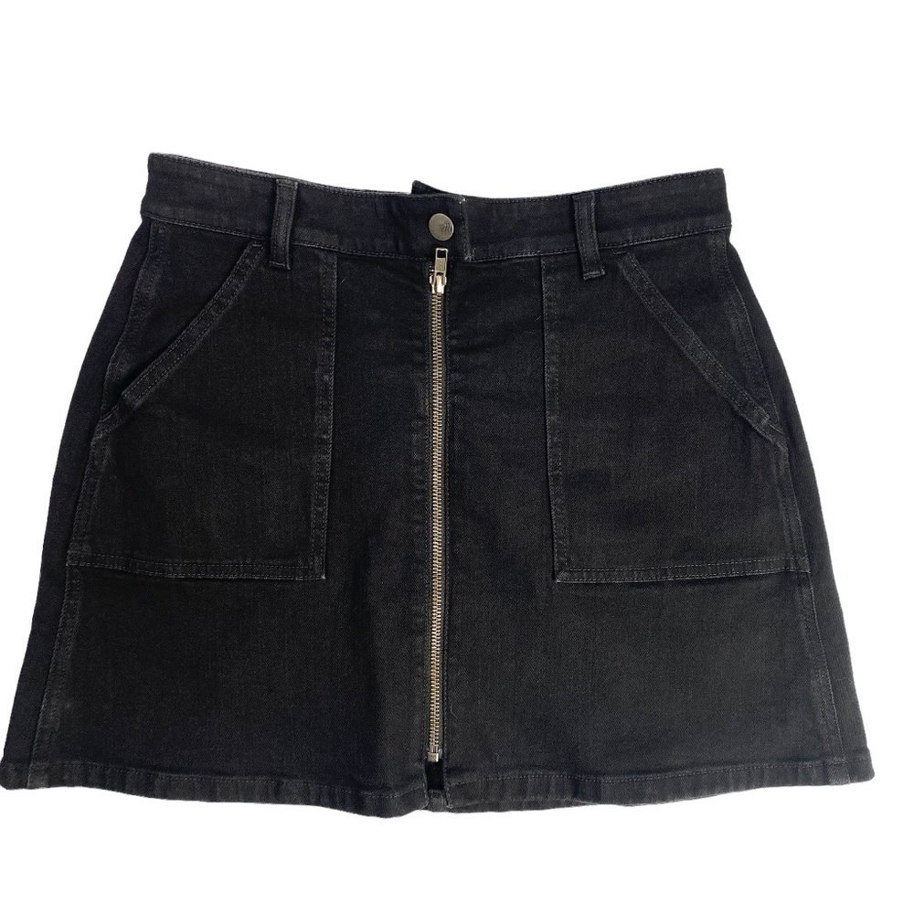 Madewell Denim Utility Zip Skirt in Black Frost SZ 27